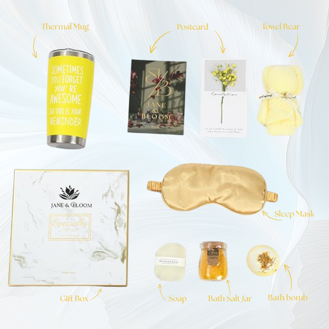 Glow & Bloom – Yellow Spa Gift Box with Towel Bear