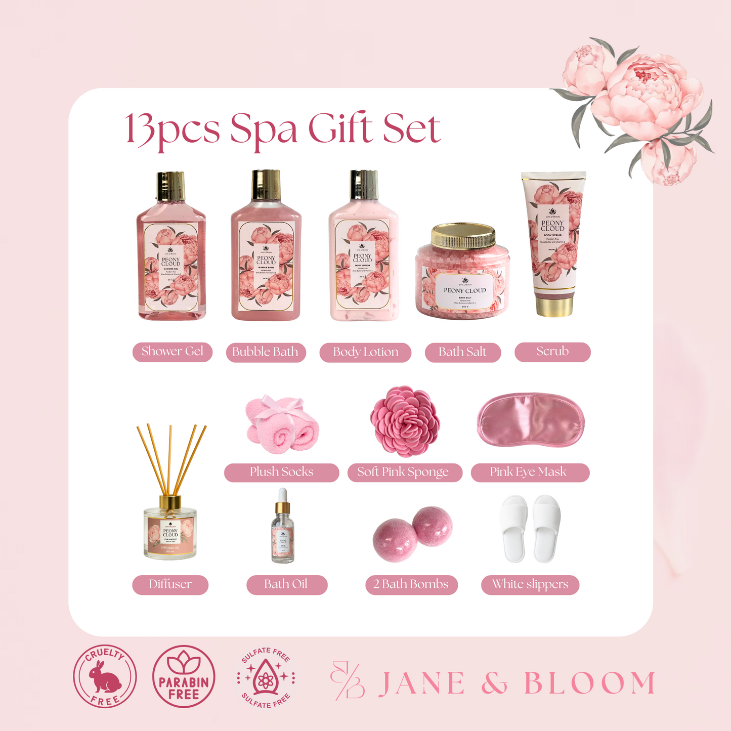 Spa Gift Basket - Peony Cloud - Premium Pink